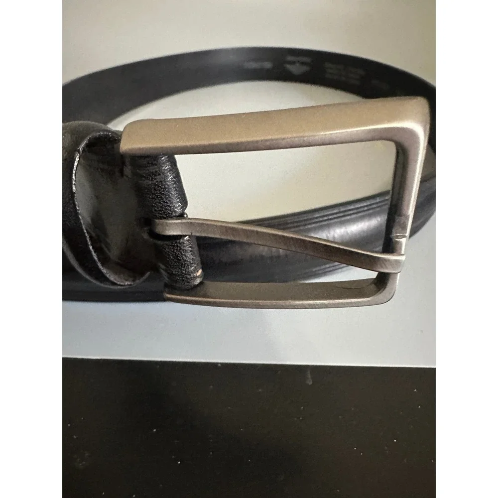 Dockers Mens Black Genuine Leather Belt Silver Buckle 40 100 11DK0189